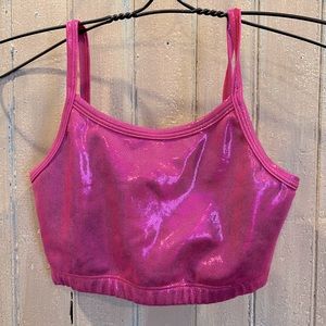 NXN Kids Girls Metallic Shimmer Pink Spaghetti Strap Crop Top‎ Style X1596M